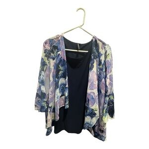 Blue and Purple Watercolor Cardigan Sweater